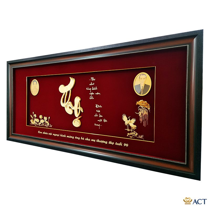 Quà tặng Tranh Mừng Thọ dát vàng 24k ACT GOLD ISO 9001:2015