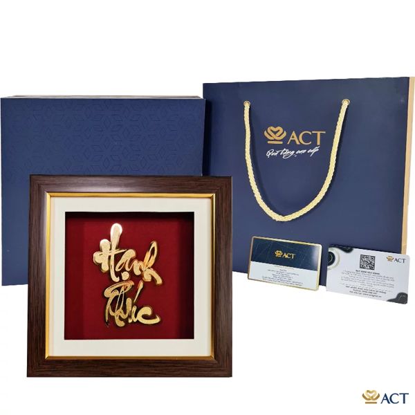 Tranh Chữ Hạnh Phúc dát vàng 24k