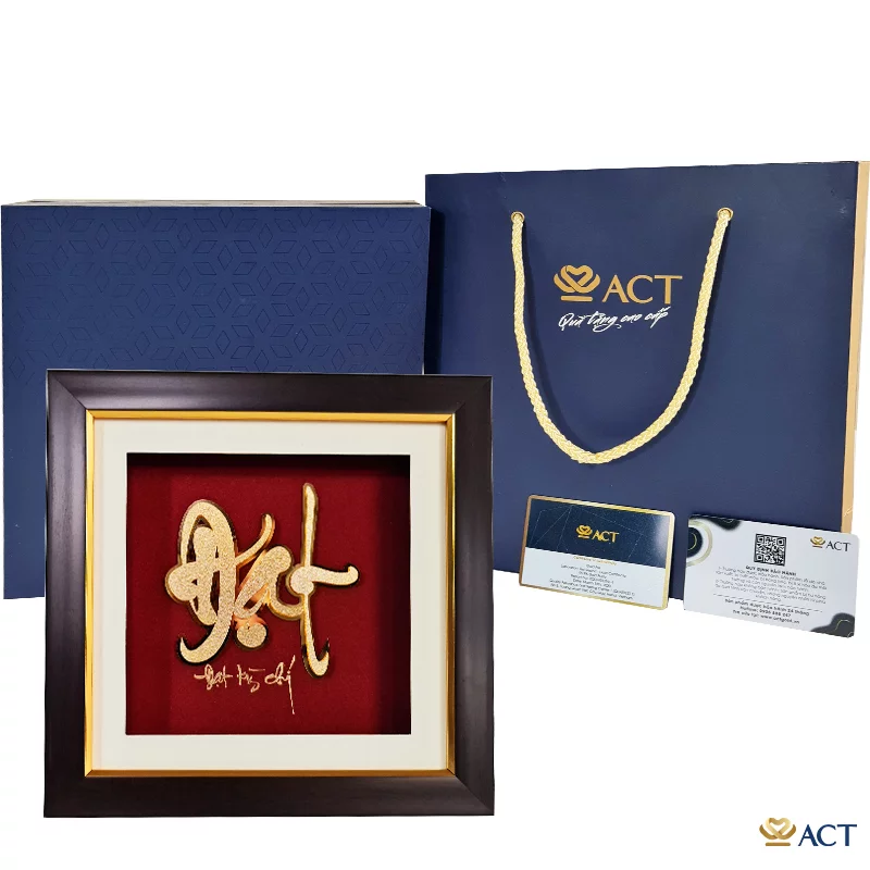 Tranh Chữ Đạt dát vàng 24k