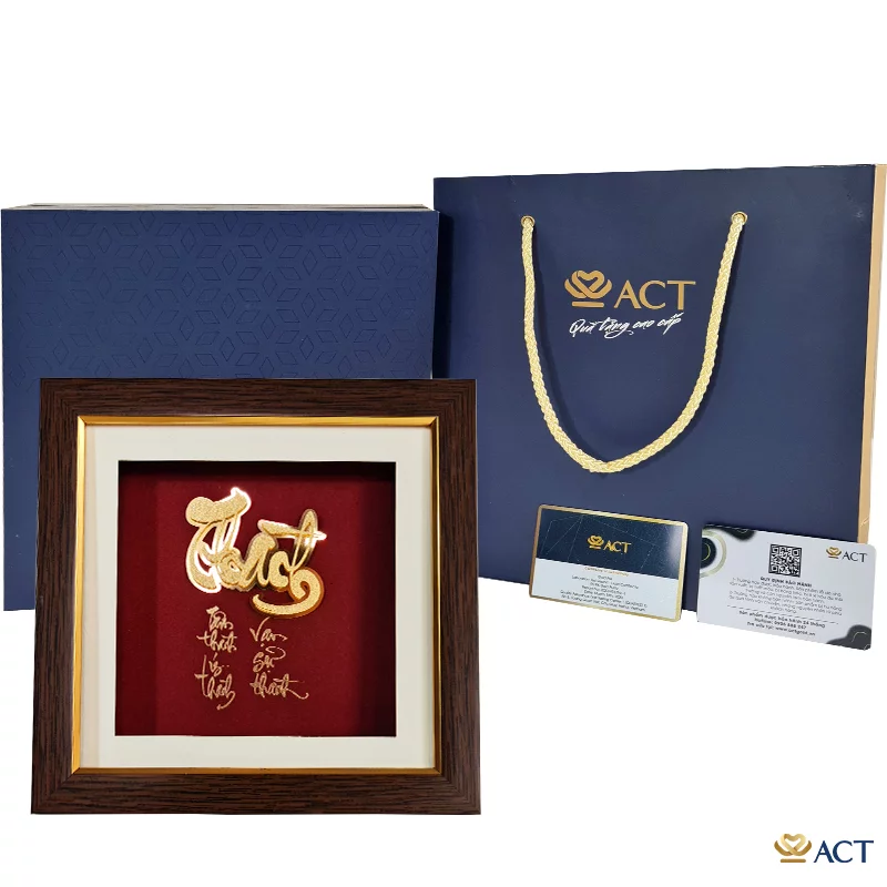 Tranh Chữ Thành dát vàng 24k