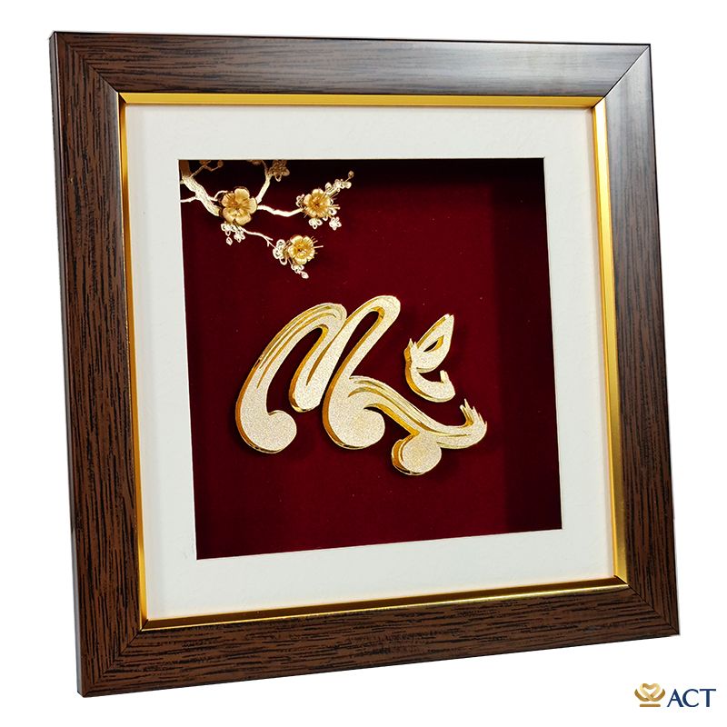 Quà tặng Tranh Chữ Mẹ dát vàng 24k ACT GOLD ISO 9001:2015