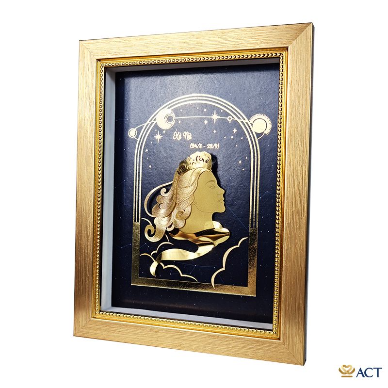 Quà tặng Tranh Cung Xử Nữ dát vàng 24k ACT GOLD ISO 9001:2015