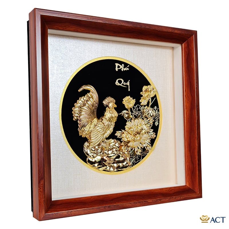 Quà tặng Tranh Gà trống dát vàng 24k ACT GOLD ISO 9001:2015