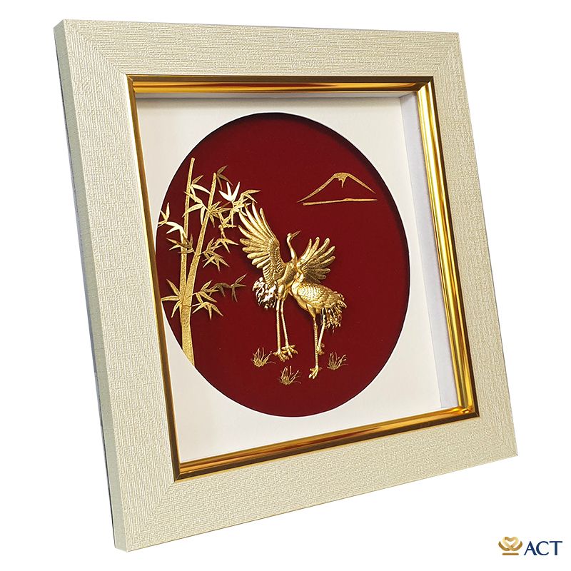Quà tặng Tranh Tùng Hạc dát vàng 24k ACT GOLD ISO 9001:2015
