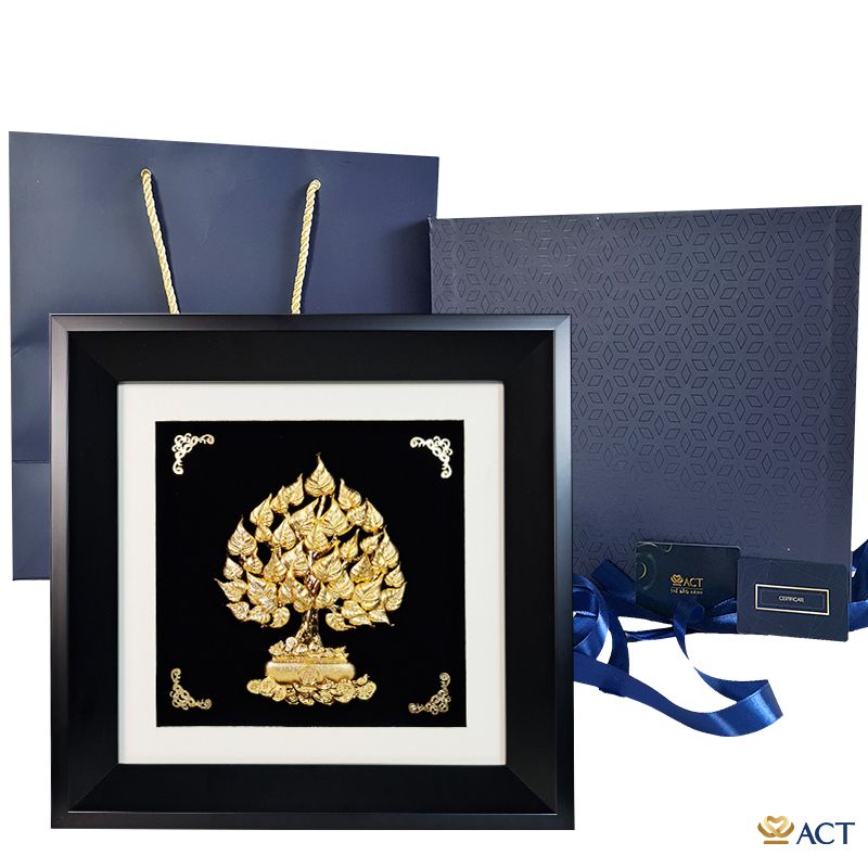 Quà tặng Tranh Cây Bồ Đề dát vàng 24k ACT GOLD ISO 9001:2015