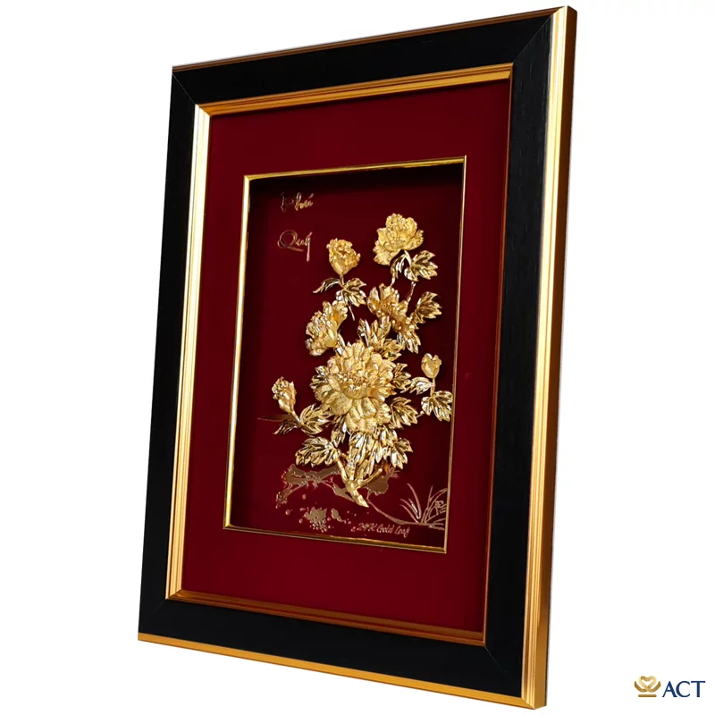 Tranh Hoa Mẫu Đơn dát vàng 24k ACT GOLD ISO 9001:2015 (Mẫu 1)