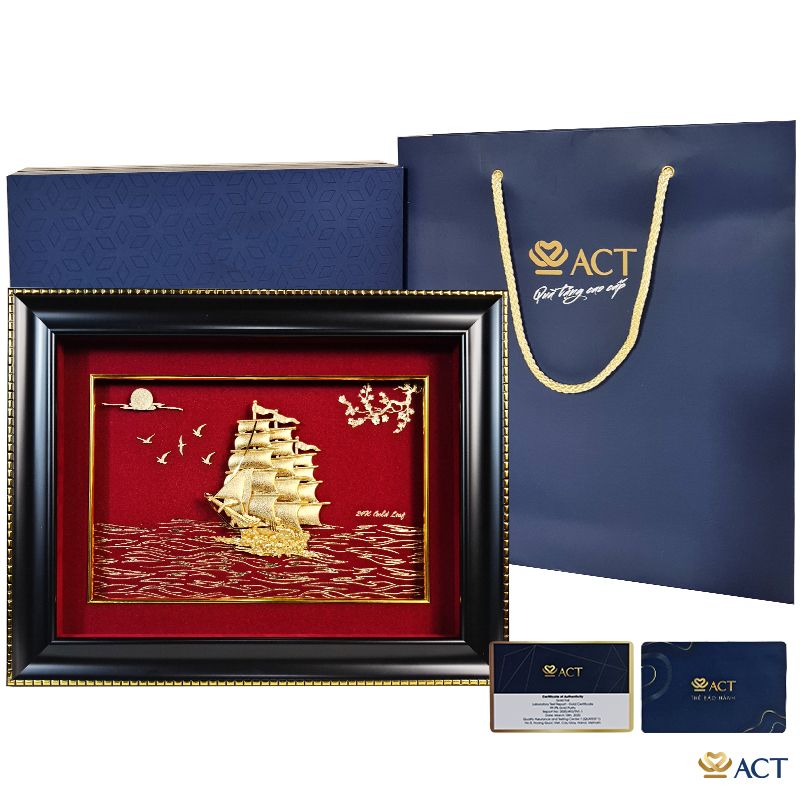 Tranh Thuyền dát vàng 24k ACT GOLD ISO 9001:2015 - Mẫu 49