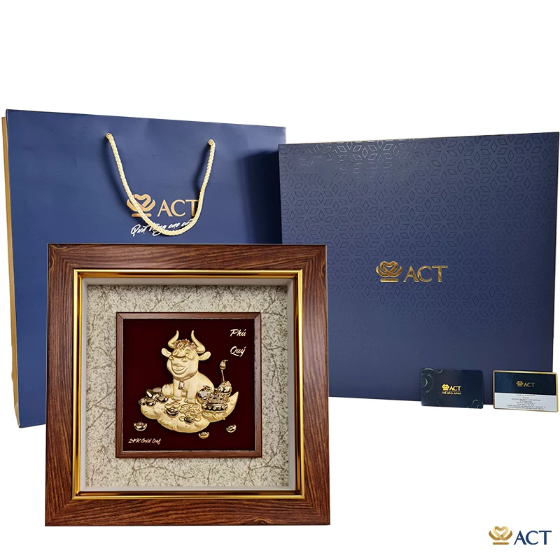 Tranh Trâu dát vàng 24k ACT GOLD ISO 9001:2015 (Mẫu 1)