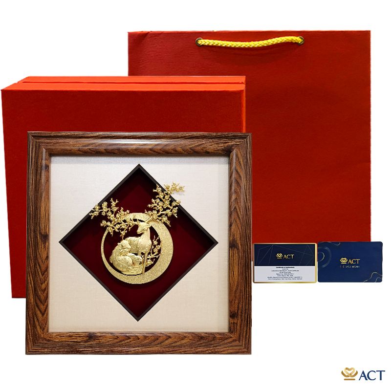 Quà tặng Tranh tình mẫu tử dát vàng 24k ACT GOLD ISO 9001:2015