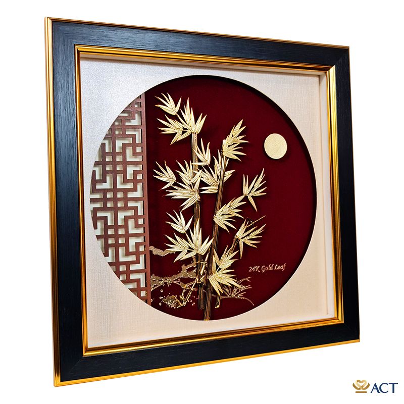 Quà tặng Tranh Cây Trúc dát vàng 24k ACT GOLD ISO 9001:2015