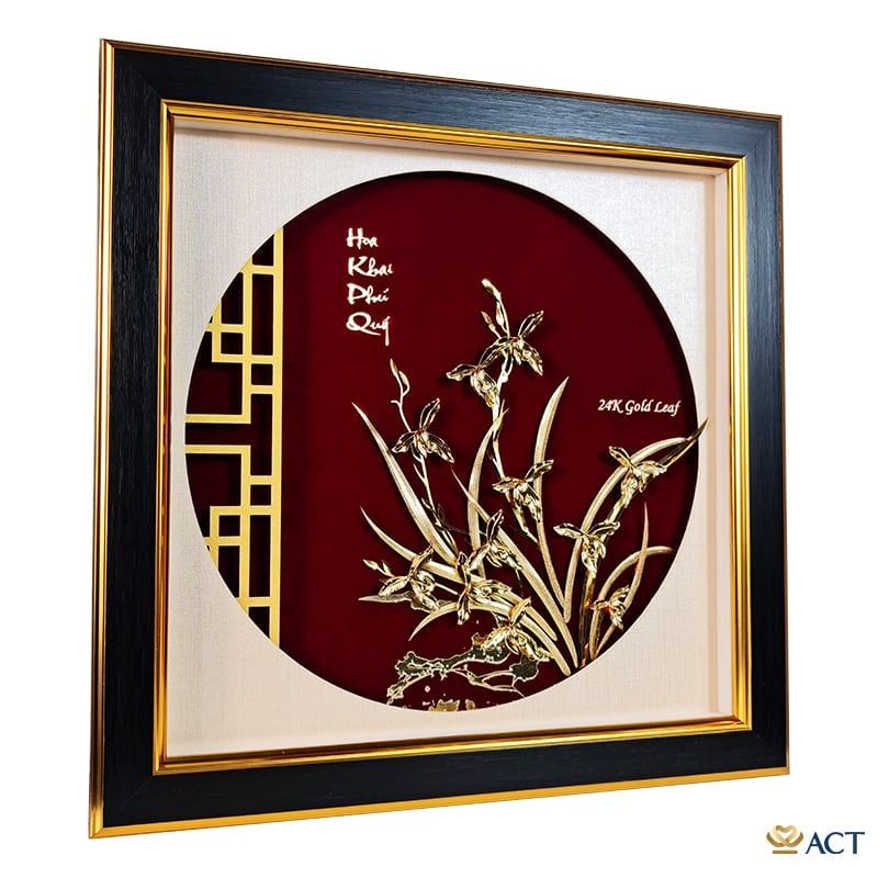Quà tặng Tranh Hoa Lan dát vàng 24k ACT GOLD ISO 9001:2015