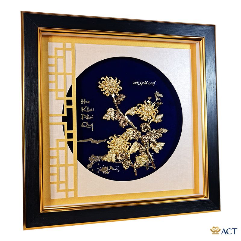Quà tặng Tranh Hoa Cúc dát vàng 24k ACT GOLD ISO 9001:2015