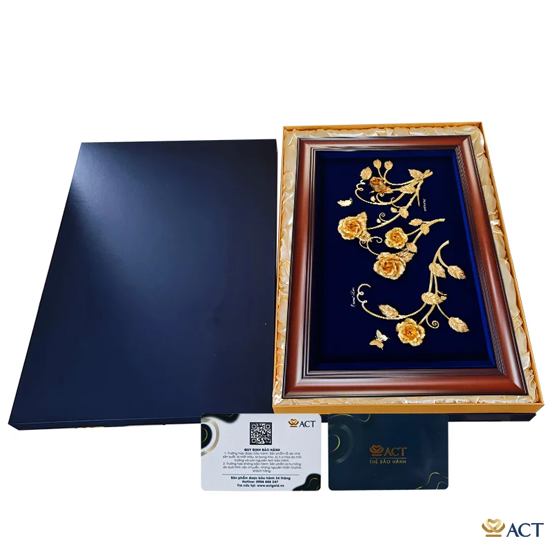 Tranh Hoa Hồng dát vàng 24k ACT GOLD ISO 9001:2015