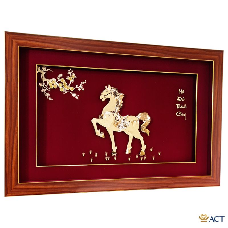 Quà tặng Tranh Ngựa Tài Lộc dát vàng 24k ACT GOLD ISO 9001:2015 (Mẫu 1)