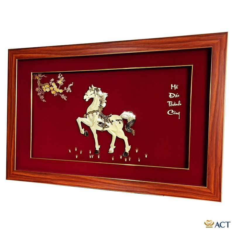 Quà tặng Tranh Ngựa Tài Lộc dát vàng 24k ACT GOLD ISO 9001:2015 (Mẫu 1)