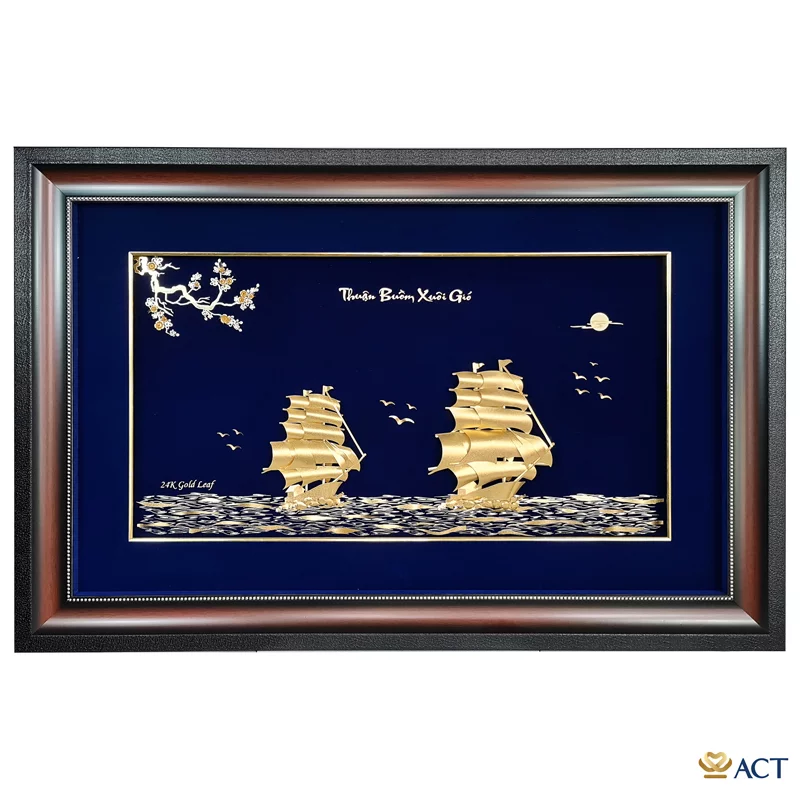 Tranh Thuyền dát vàng 24k (Mẫu 5)