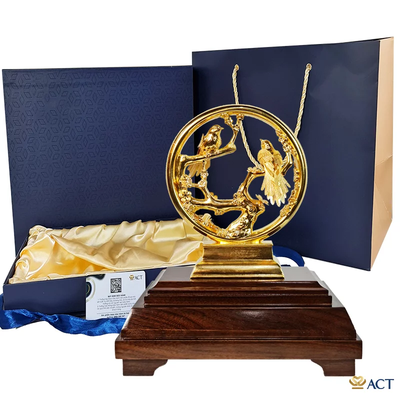 Quà tặng Chim Uyên Ương dát vàng 24k ACT GOLD ISO 9001:2015 (Mẫu 3)