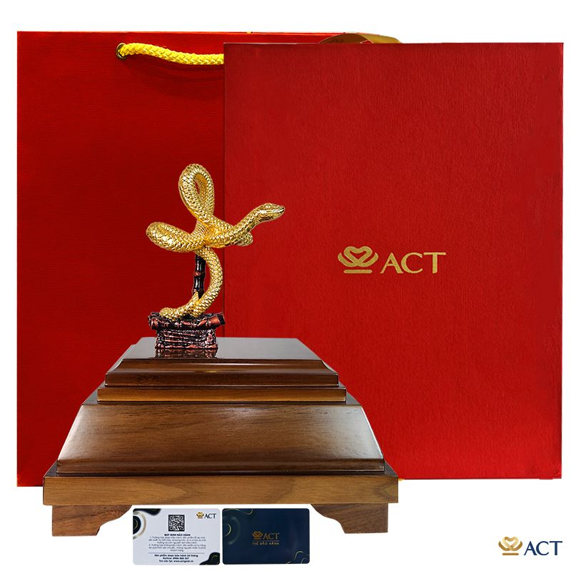 Quà tặng tượng rắn dát vàng 24k ACT GOLD ISO 9001:2015 (mẫu 1)