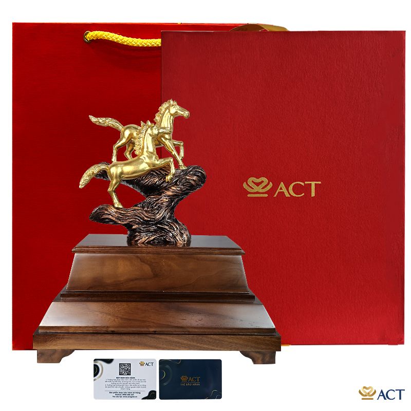 Quà tặng Song Mã dát vàng 24k ACT GOLD ISO 9001:2015 (mẫu 2)