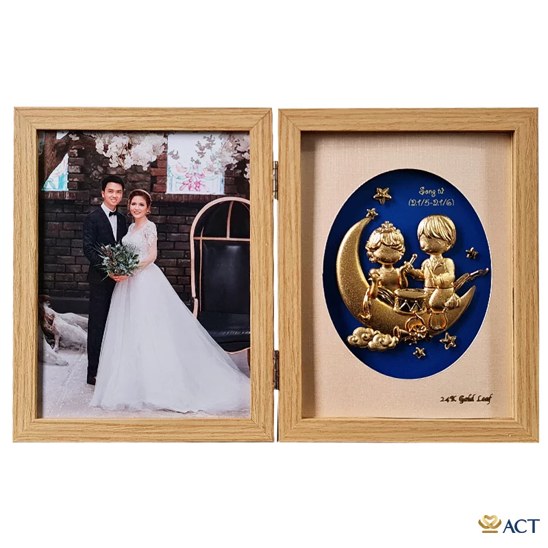 Quà tặng Khung Ảnh Song Tử dát vàng 24k ACT GOLD ISO 9001:2015(Mẫu 2)