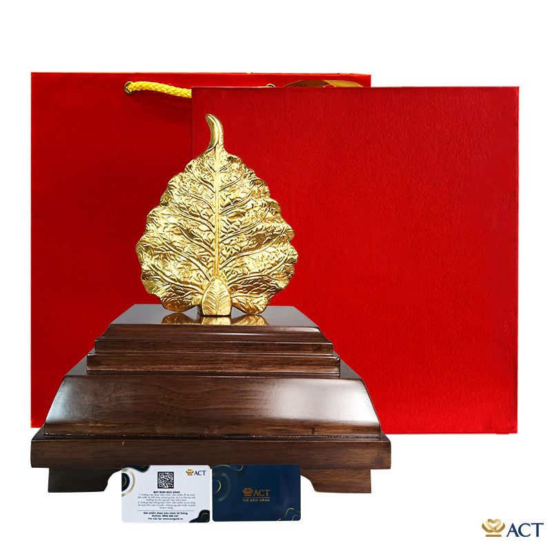 Tượng lá bồ đề dát vàng 24k ACT GOLD ISO 9001:2015 (Mẫu 2)