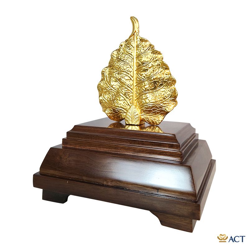 Tượng lá bồ đề dát vàng 24k ACT GOLD ISO 9001:2015 (Mẫu 2)