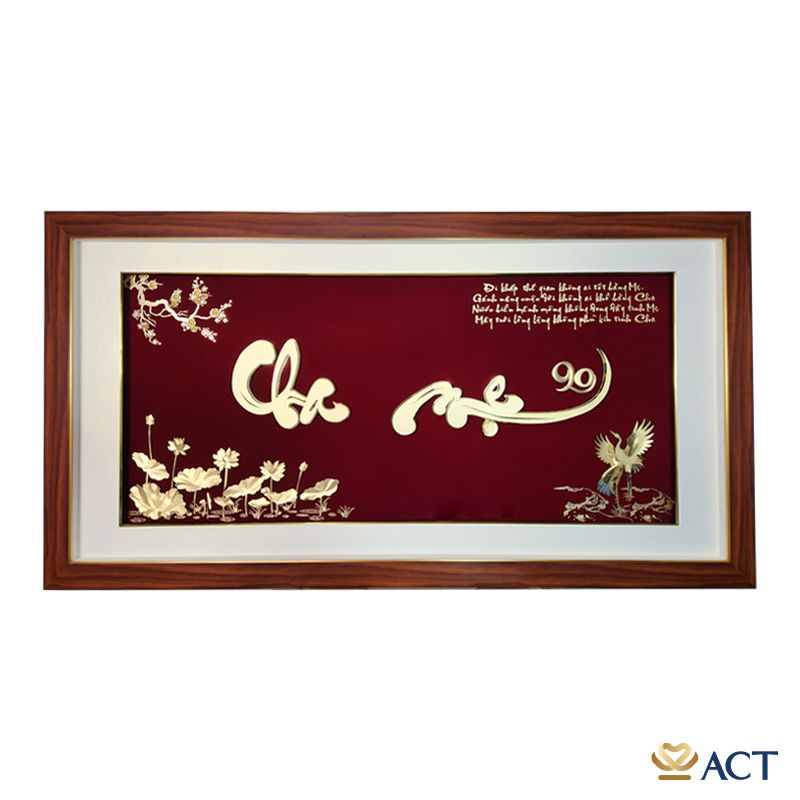 Tranh Chữ Cha Mẹ dát vàng 24k