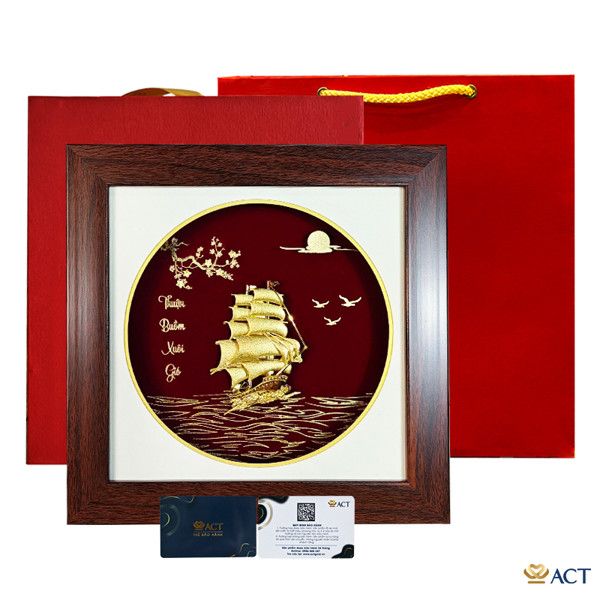 Tranh thuyền dát vàng 24k