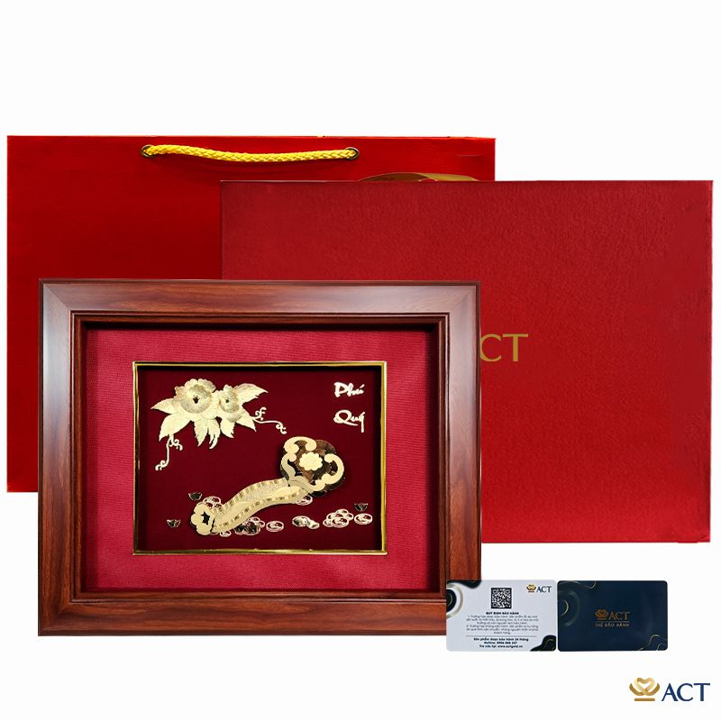 Quà tặng Tranh Gậy Như Ý dát vàng 24k ACT GOLD ISO 9001:2015