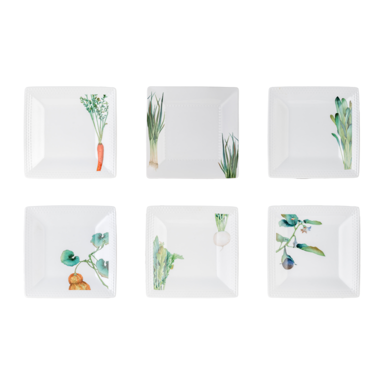 Bộ 06 đĩa vuông cỡ nhỏ Noritake Kyoka Shunsai 19,2cm