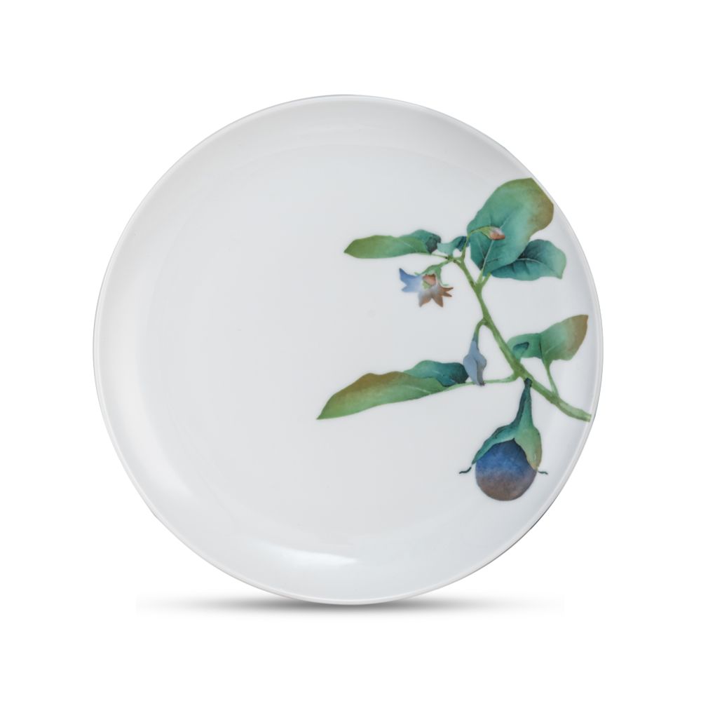 Đĩa tròn cỡ vừa loại coupe (họa tiết cà tím) Noritake Kyoka Shunsai 24,1cm