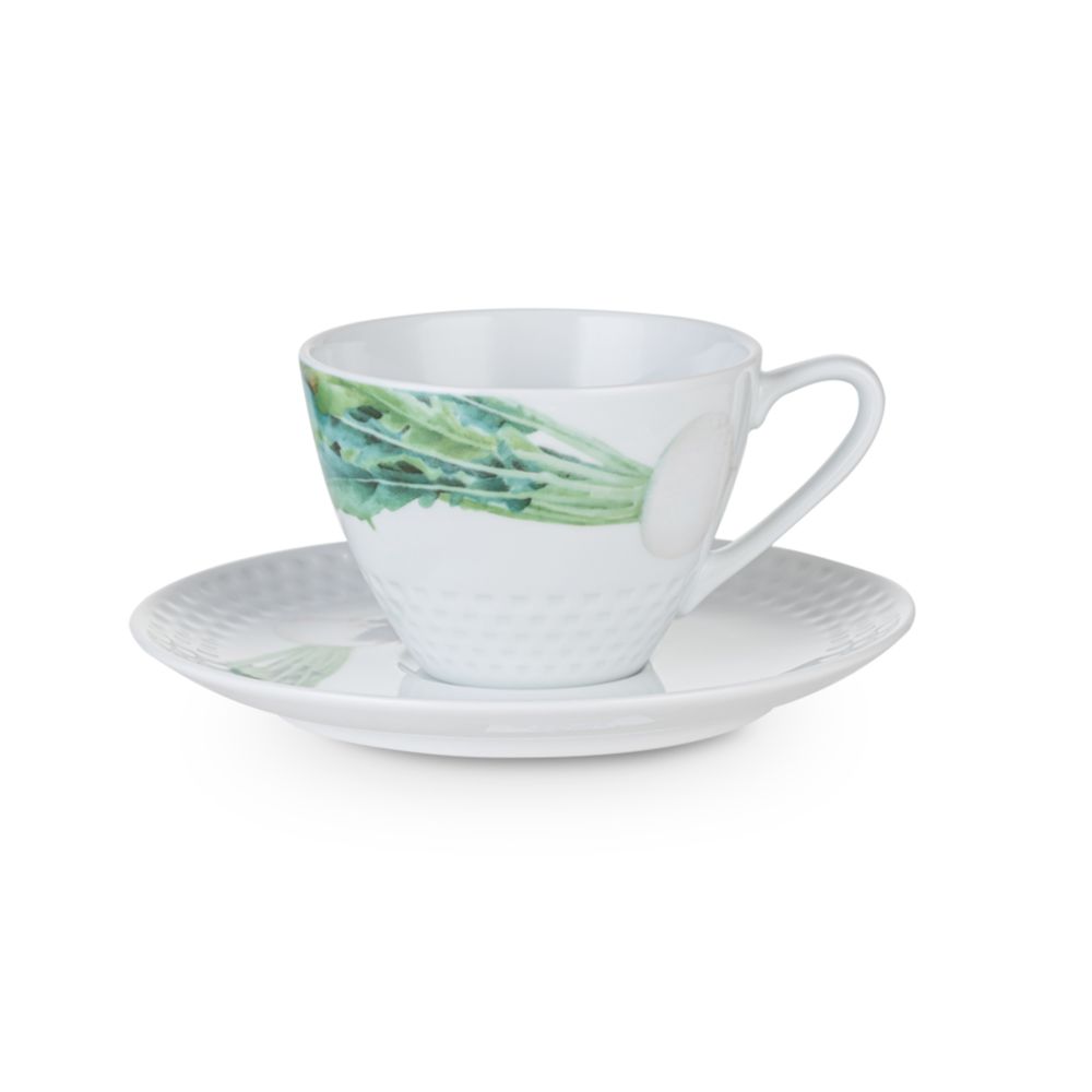 Chén trà & đĩa lót (họa tiết củ cải trắng) Noritake Kyoka Shunsai 210ml