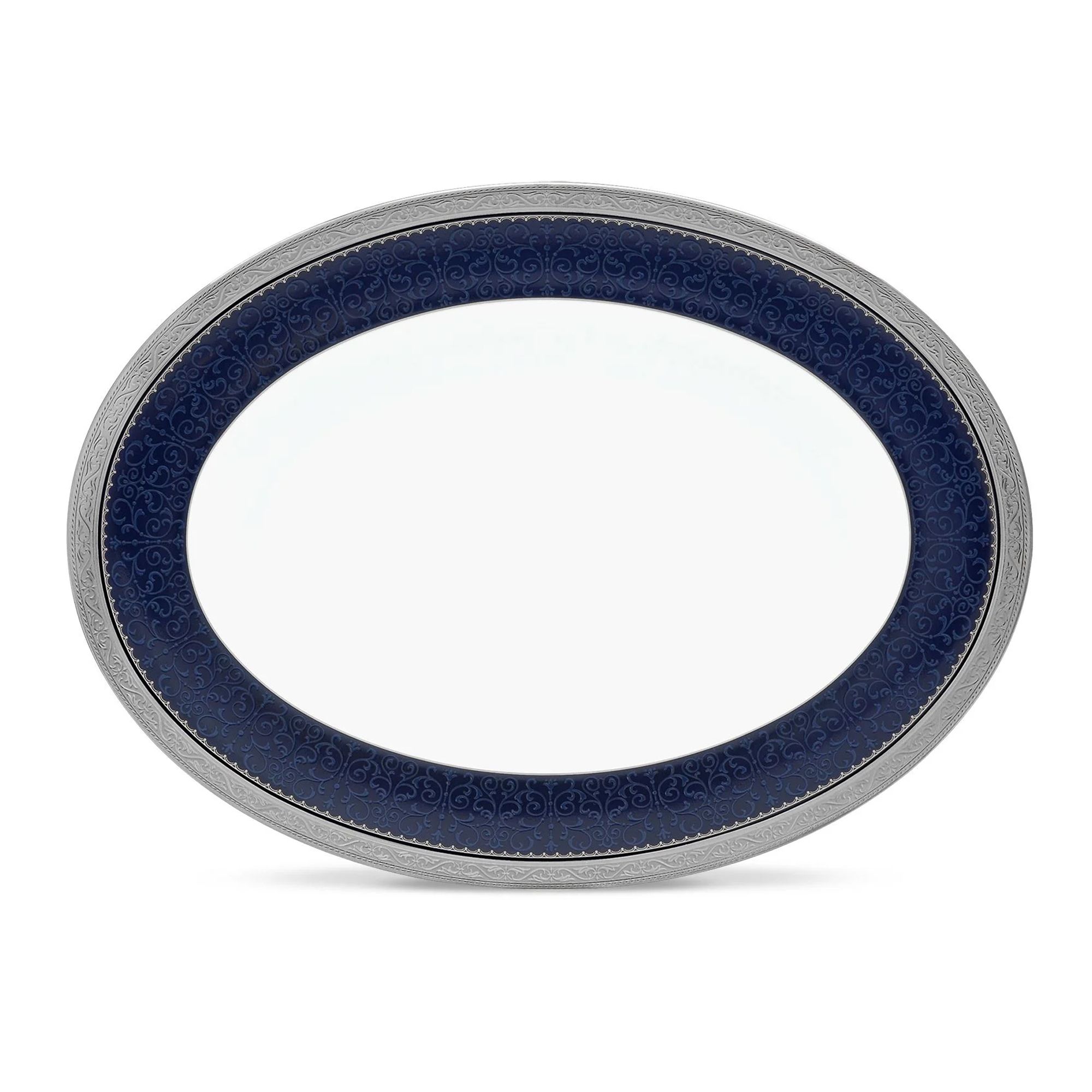 Đĩa Oval cỡ nhỏ Noritake Odessa Cobalt Platinum 31,2cm