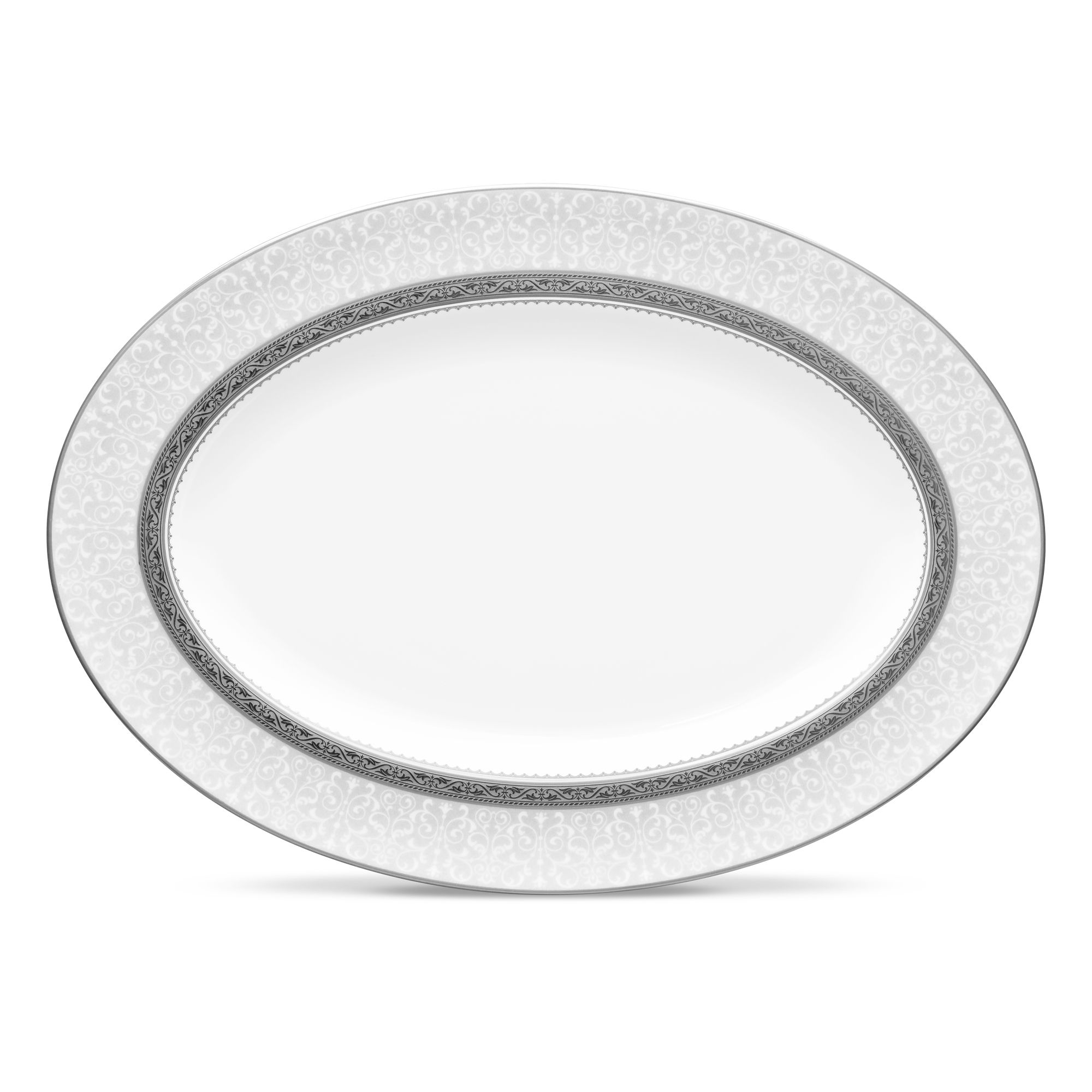 Đĩa Oval cỡ vừa Noritake Odessa Platinum 36,8cm