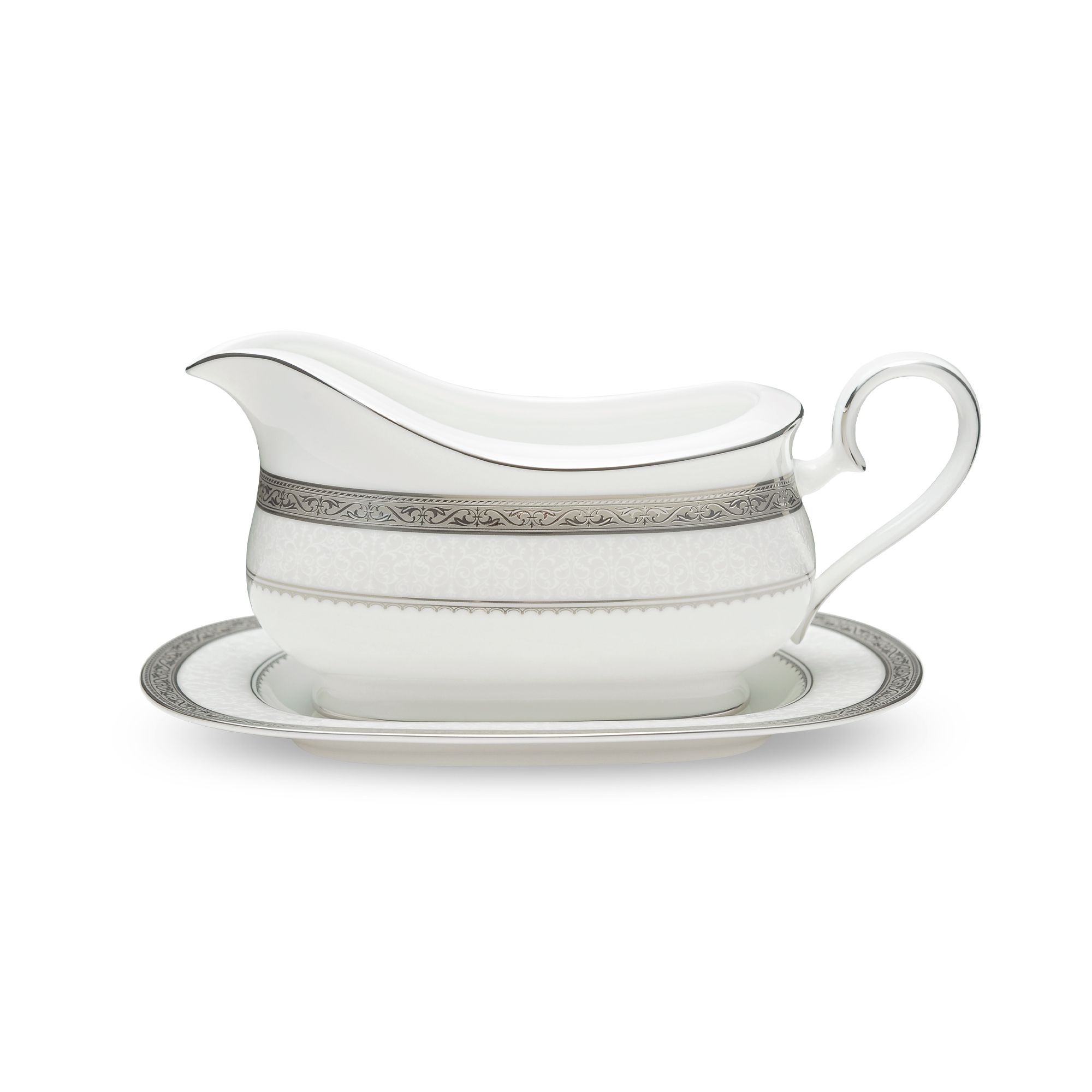 Bình đựng nước xốt kèm đĩa kê Noritake Odessa Platinum 630ml