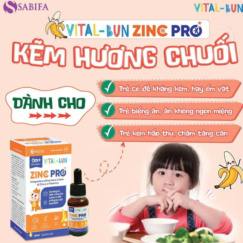 nhathuocvietnhat.vn- Vital Bun Zinc Pro - Siro bổ sung kẽm, Lysine và Taurin toàn diện giúp phát triển não bộ và thị giác cho trẻ từ sơ sinh