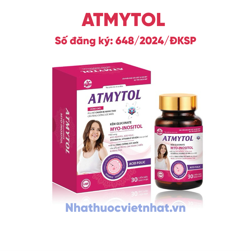 nhathuocvietnhat.vn-ATMYTOL - Viên uống tăng chất lượng trứng (bổ trứng) và cải thiện khả năng mang thai ở nữ, hộp 30 viên