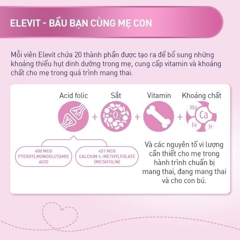 nhathuocvietnhat.vn -Vitamin tổng hợp Elevit cho bà bầu và trước mang thai của Pháp, hộp 30 viên
