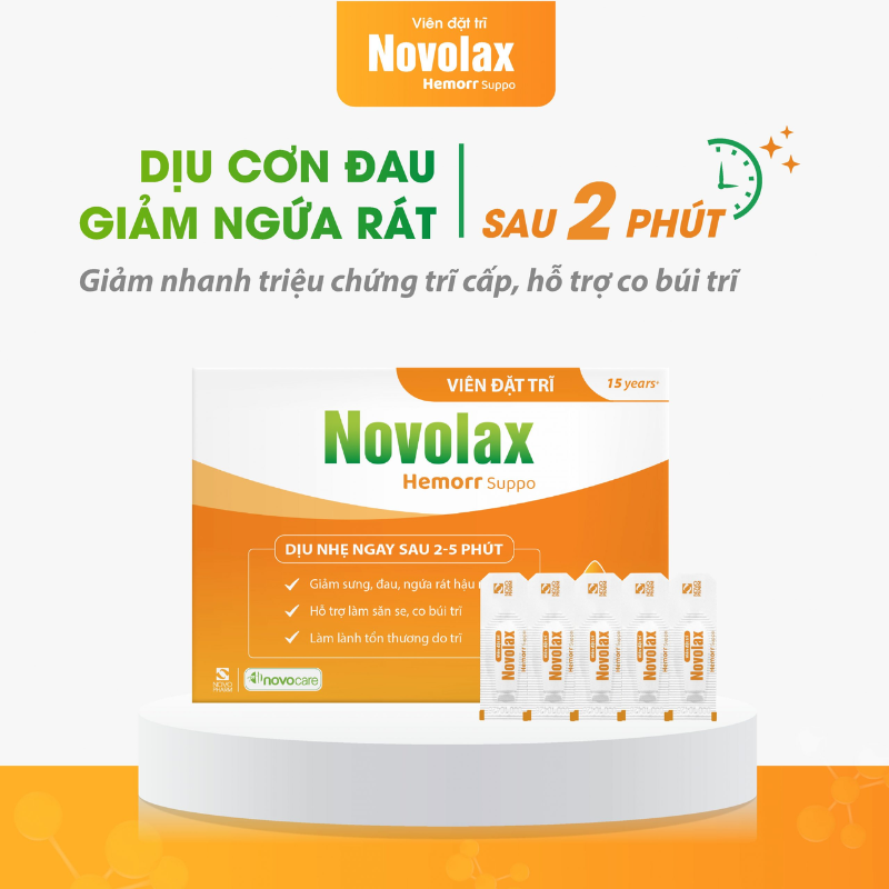 nhathuocvietnhat.vn-Viên đặt trĩ Novolax Hemorr Suppo - dịu cơn đau sau 2 phút