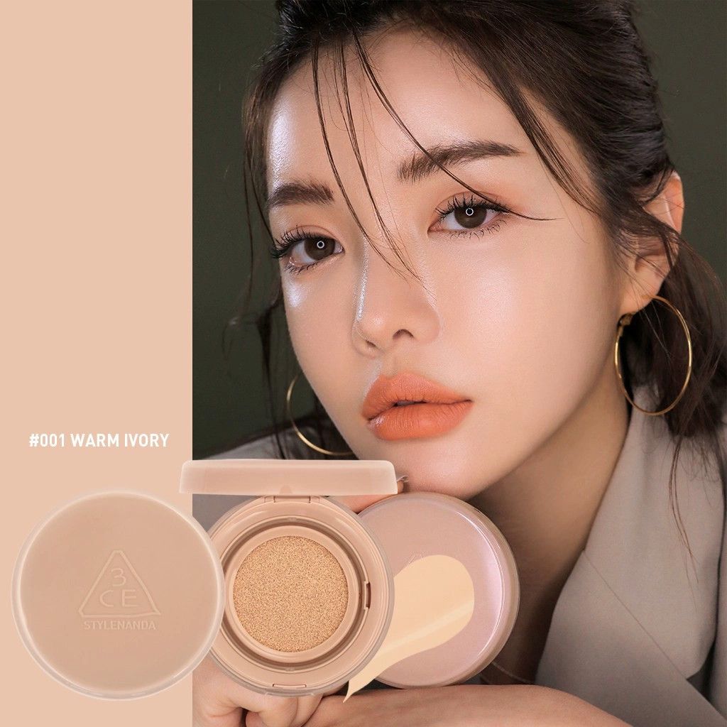 [KTD] Phấn Nước 3CE Soft Matte Fit Cushion SPF50+ PA+++  SPF 50+/PA++++ 15g #001 Warm Ivory (Kèm lõi)  - Da sáng