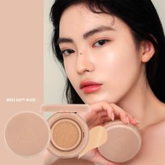 [KTD] Phấn Nước 3CE Glow Cushion SPF50+ PA+++  SPF 50+/PA++++ 15g #002 Soft Nude (Kèm lõi)  - Da Trung Bình