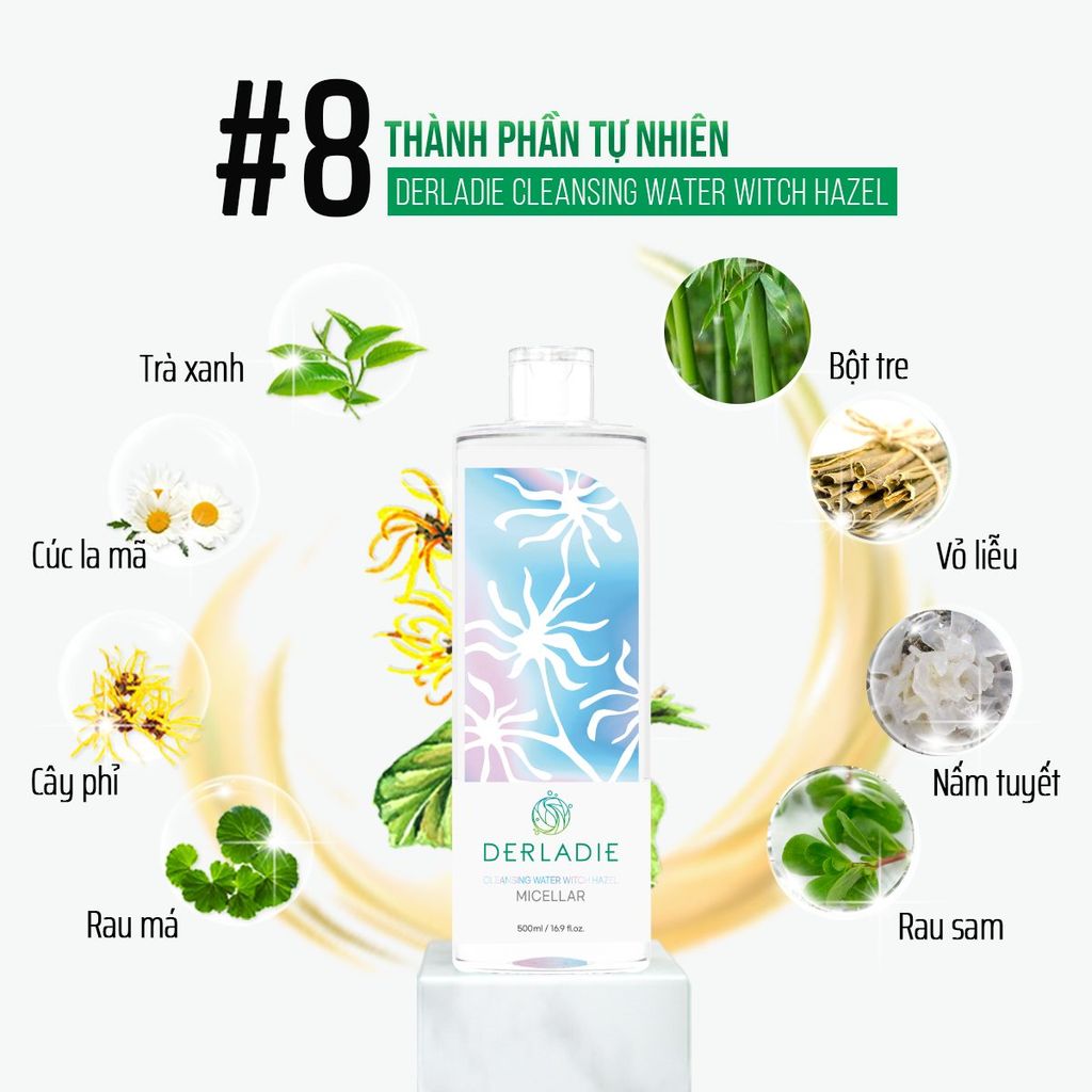 Derladie - Tẩy Trang Witch Hazel 500ml (Mẫu mới) SALE 299K>165K