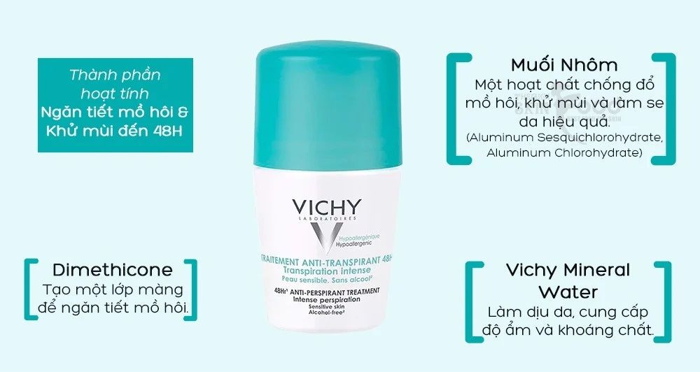 Lăn Khử Mùi Vichy Pháp ( Nắp xanh)