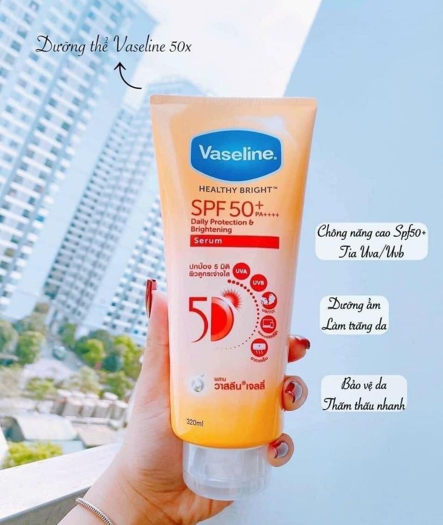 Dưỡng Thể Vaseline Healthy Bright SPF50 300ml (Tuýp Vàng)