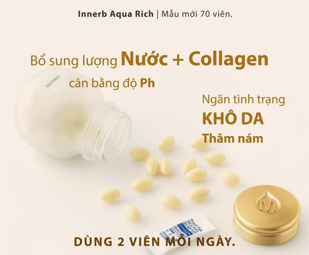 Innerb - Viên Cấp Nước + Collagen Aqua Rich 70 viên (Mẫu mới) Ko tđ