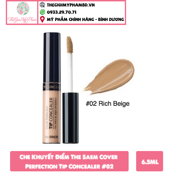 Che Khuyết Điểm The Saem Cover Perfection Tip Concealer [6,5ml] #02 Rich Beige