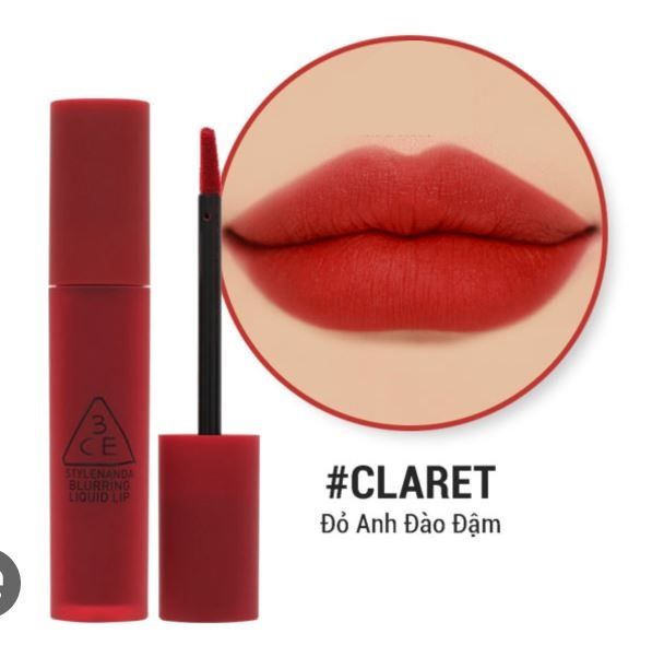 3CE - Son Kem Blurring Liquid Lip #Claret (Ko tđ)