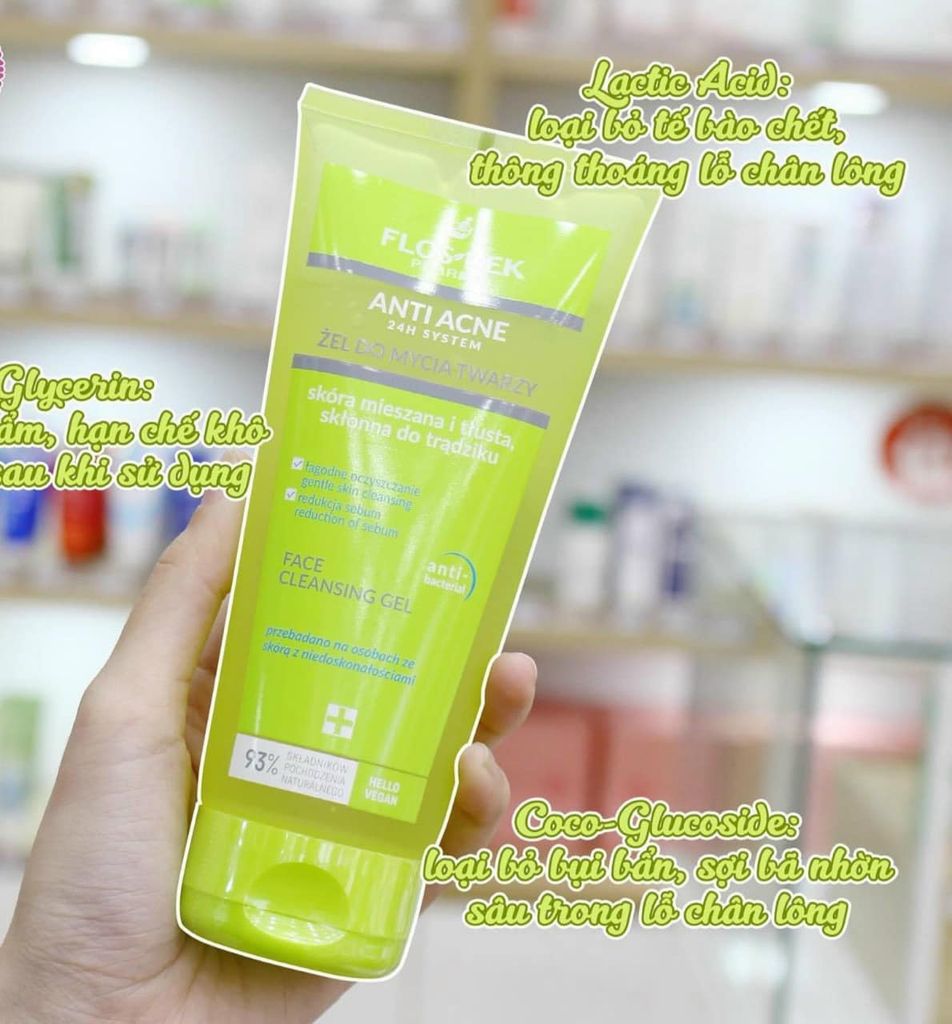 Gel Rửa Mặt Cho Da Dầu Mụn Floslek Anti Acne Face Cleansing Gel 200ml