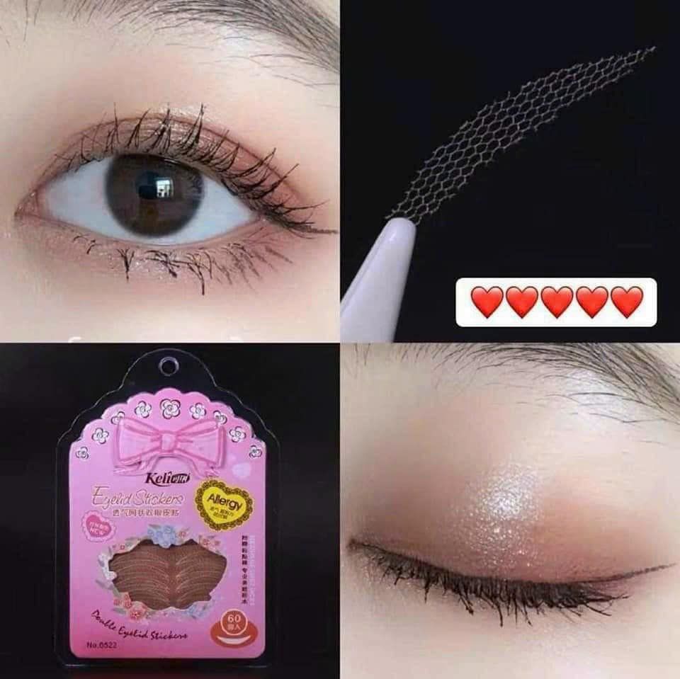 Miếng Dán Mí Lưới Keli Allergy ​​​​​​​Double Eyelid Stickers 60 Miếng #Vỉ Hồng - No.6522