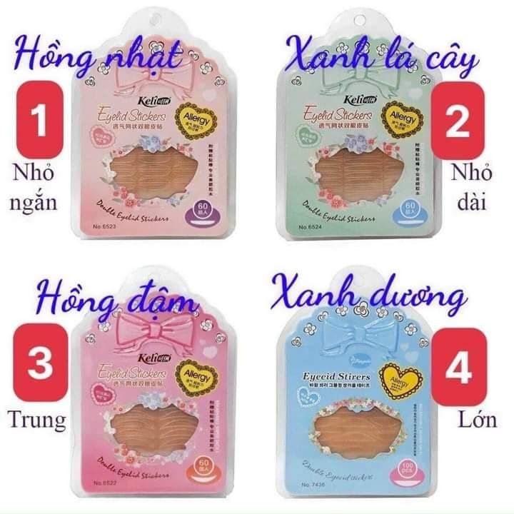 Miếng Dán Mí Lưới Keli Allergy ​​​​​​​Double Eyelid Stickers 60 Miếng #Vỉ Xanh Lá - No.6524